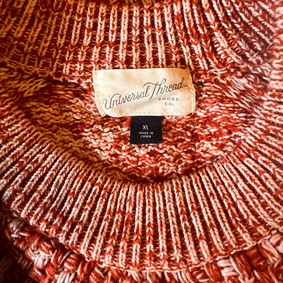 UNIVERSAL THREAD Sweater Brick Red/Cream Basket Weave pattern Medium weight XL - Picture 3 of 7